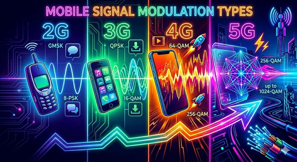 إيه هي أنواع الـ Modulation المستخدمة في أجيال الموبايل؟