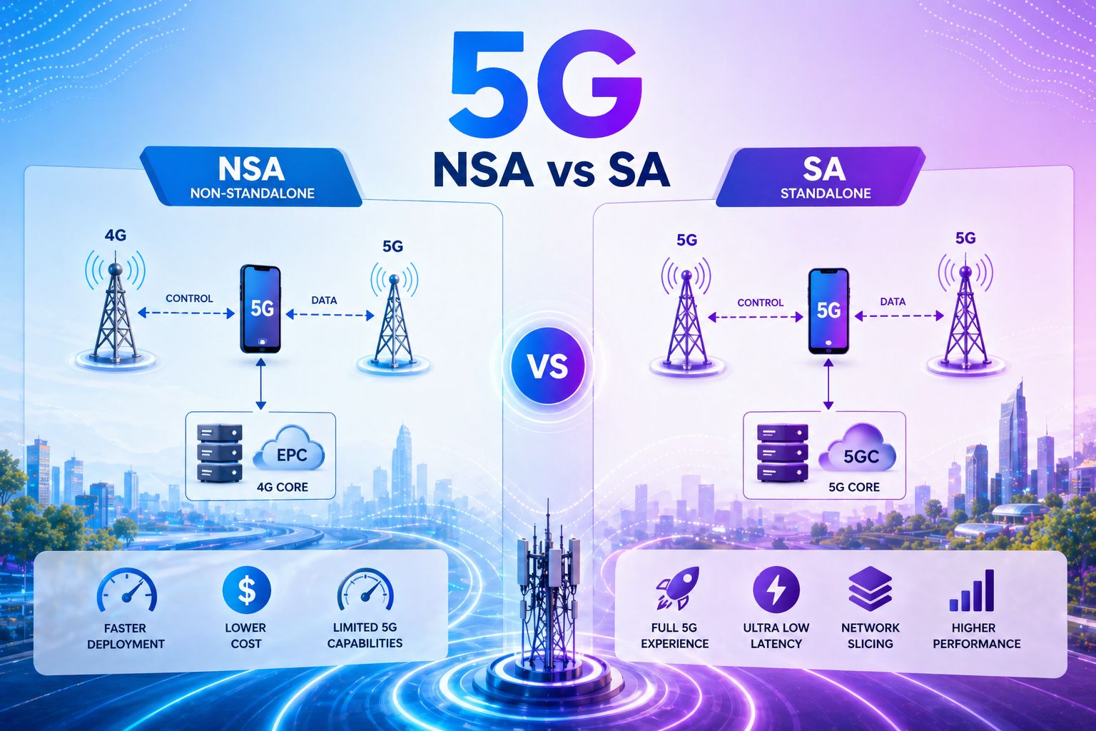 إيه الفرق بين SA و NSA في 5G؟