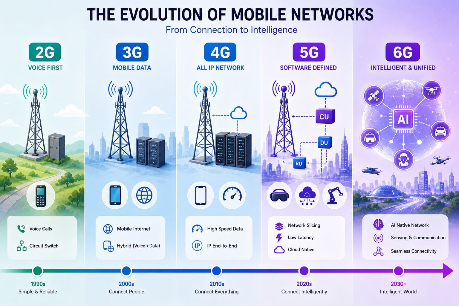 إزاي شكل شبكة الموبايل اتغيّر من 2G لحد 5G؟